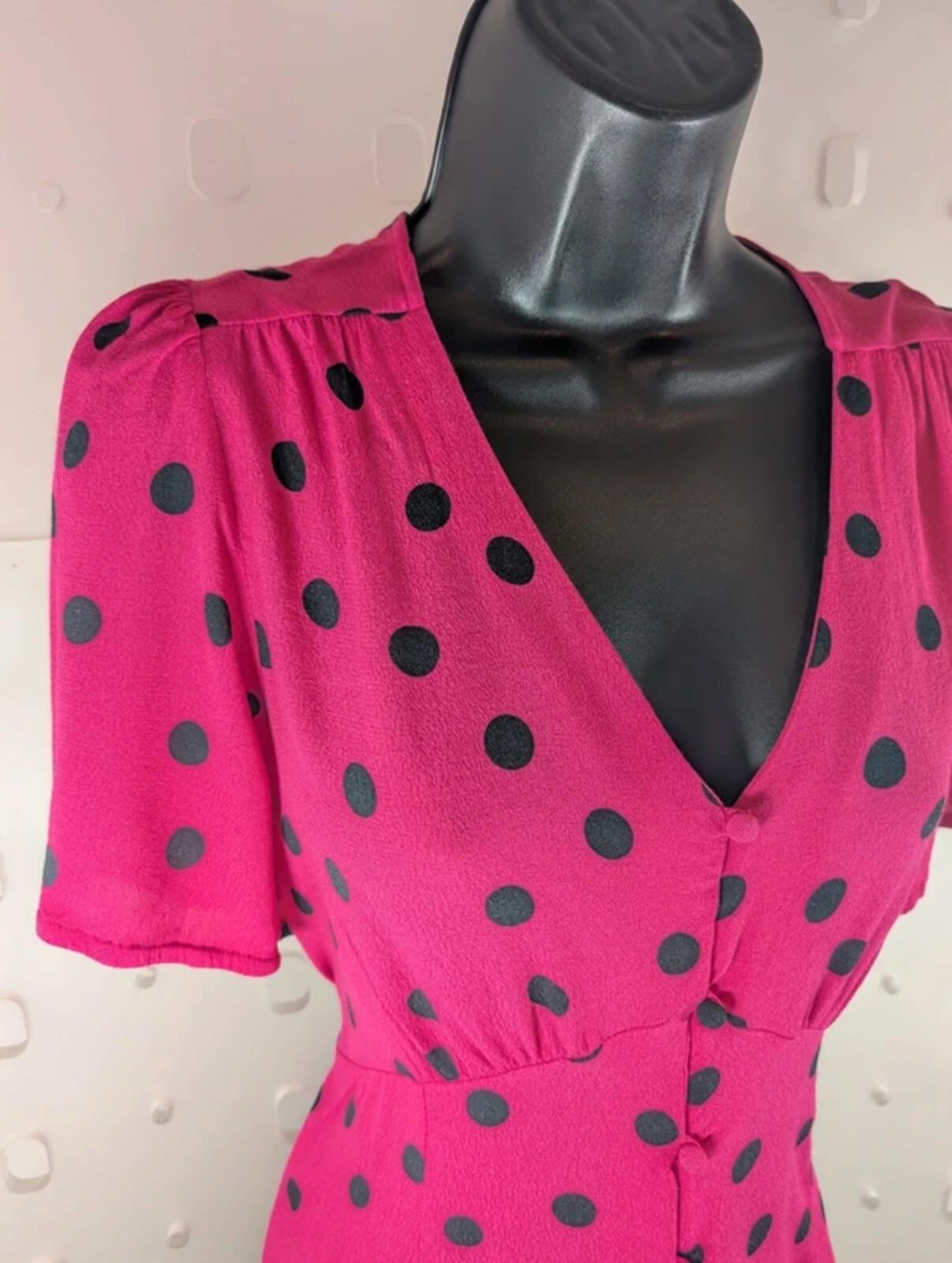 Dusk London UK14 Barbie Pink Polka Dot 50s Inspired Viscose Blouse