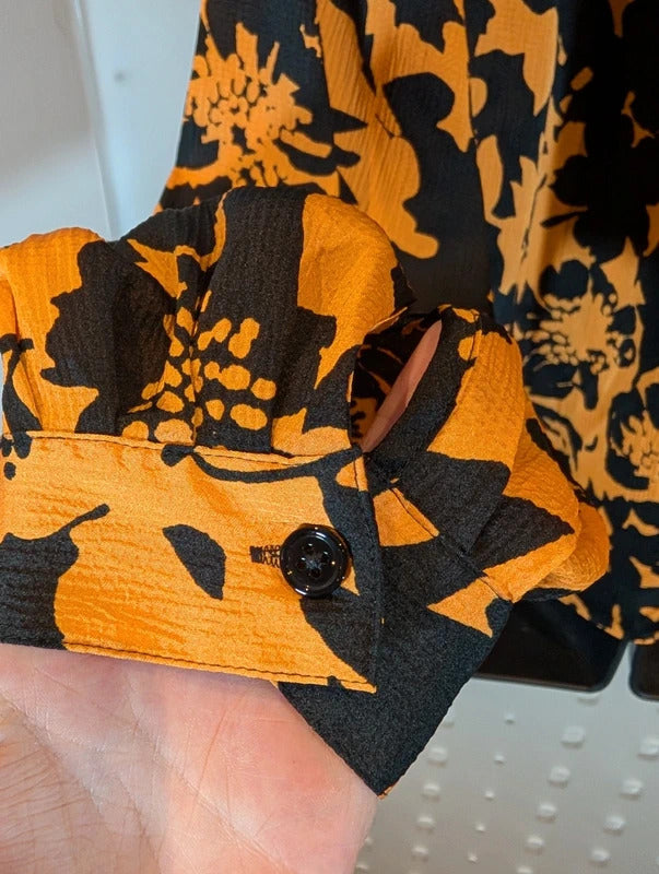 M&S Autograph Orange Botanical Print Blouse UK12
