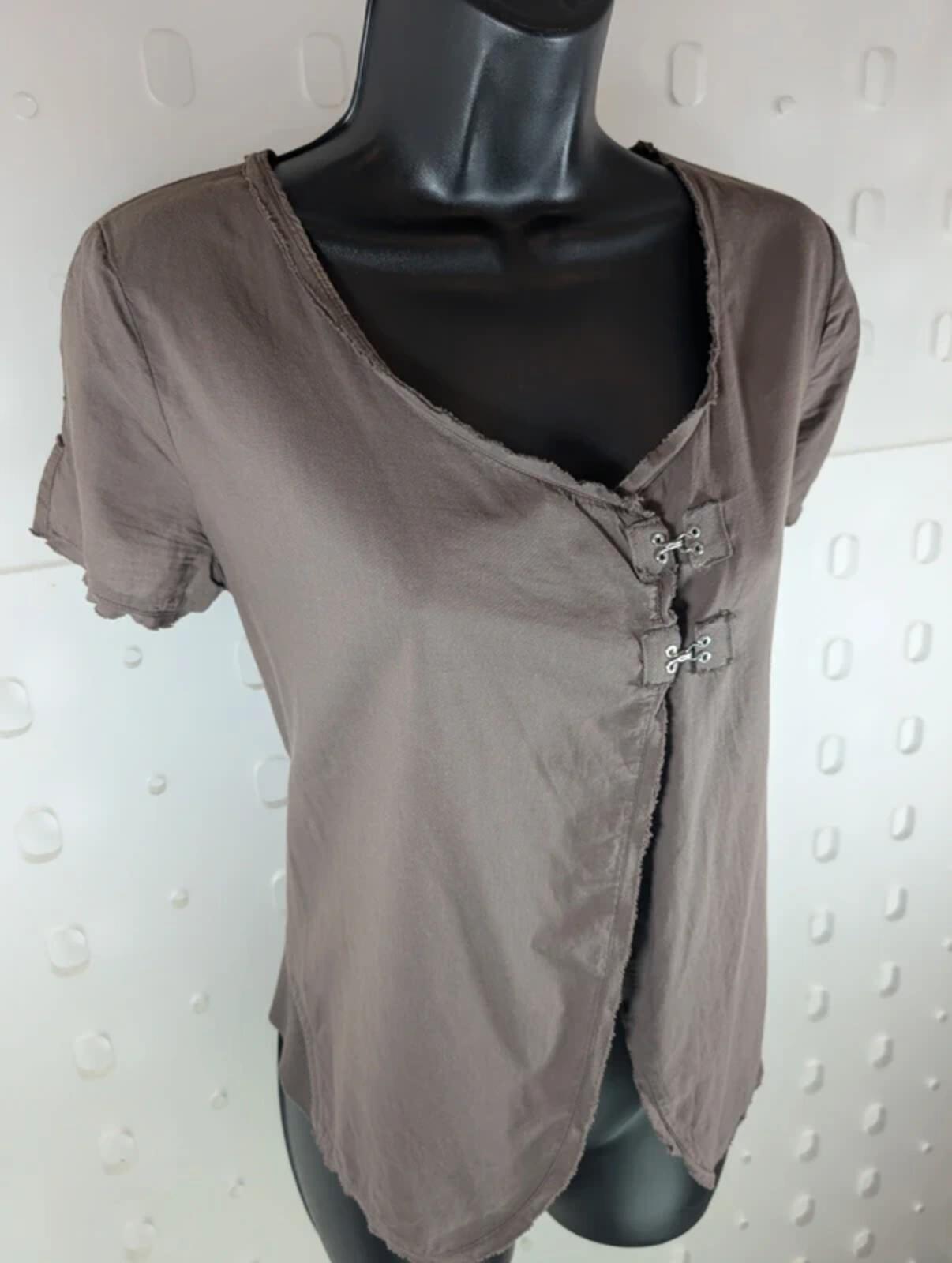 Lurdes Bergada Taupe Asymmetric Cotton Top Made In Spain Large