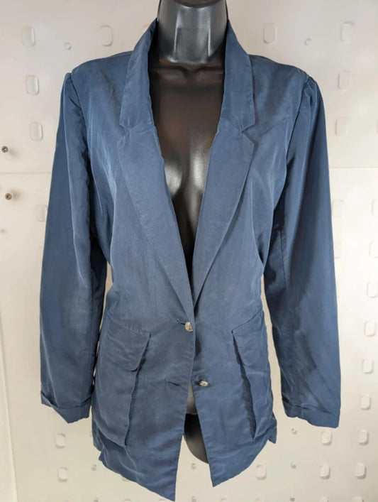 Levi’s Navy Modal Longline Jacket Silver Button Utility Style Medium