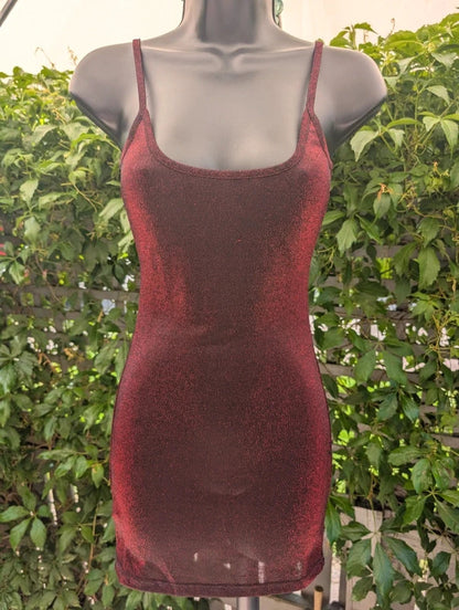 Mistress Rocks Glitter Mini Dress Red Black XS