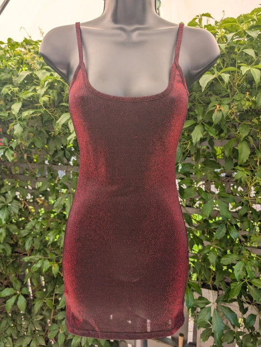 Mistress Rocks Glitter Mini Dress Red Black XS