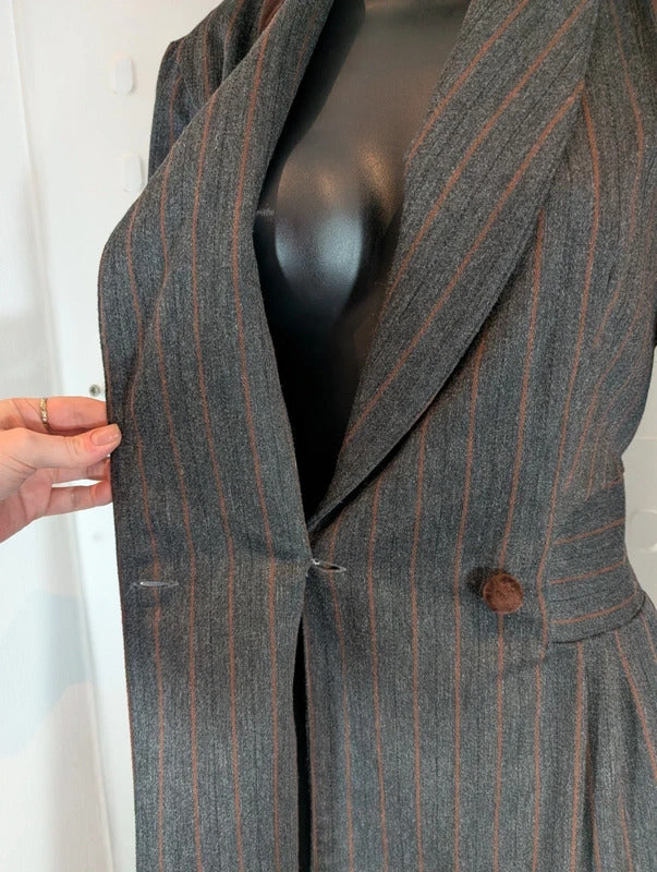 Vintage Natascia Charcoal Brown Velvet Heritage Dress