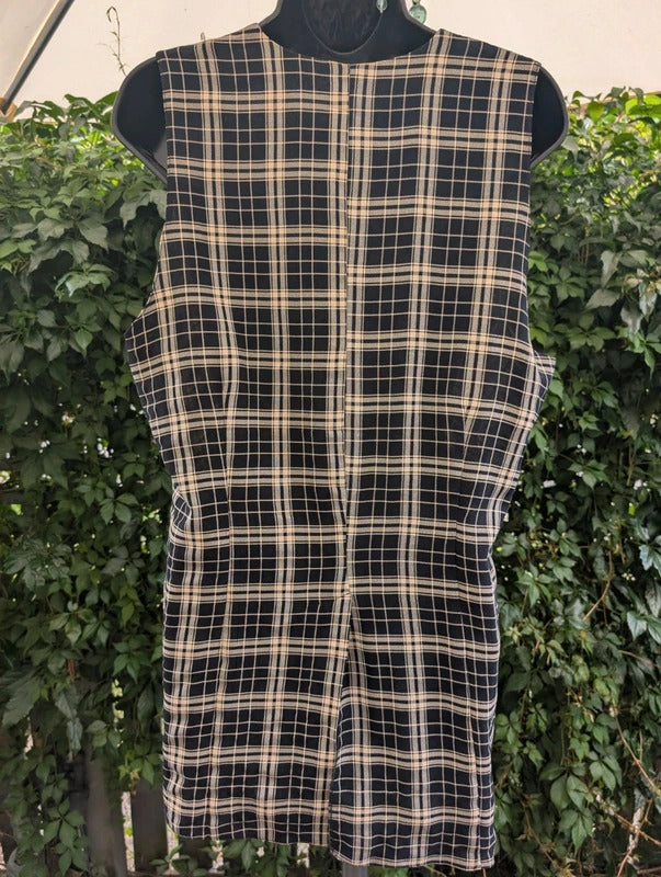 Vintage Meiling Check Longline Sleeveless Shirt UK16