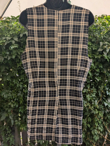 Vintage Meiling Check Longline Sleeveless Shirt UK16