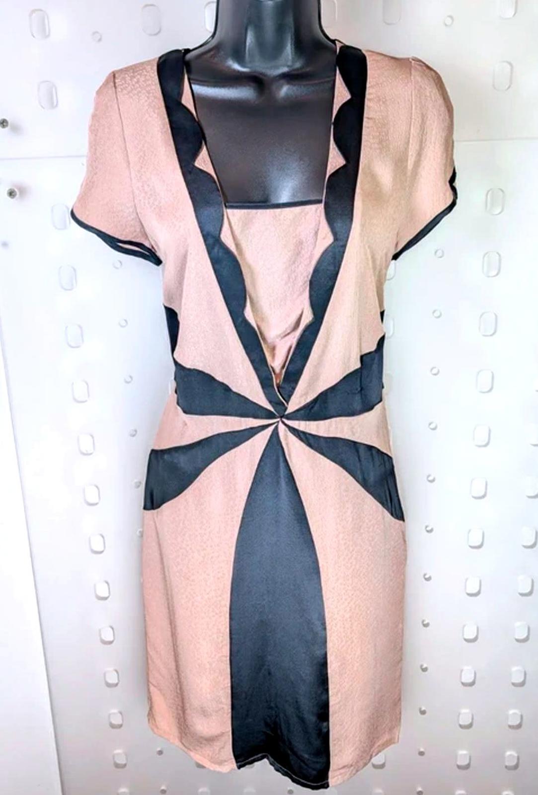 🖤 Rützou Silk 1920s-Style Contrast Panel Dress | UK 10