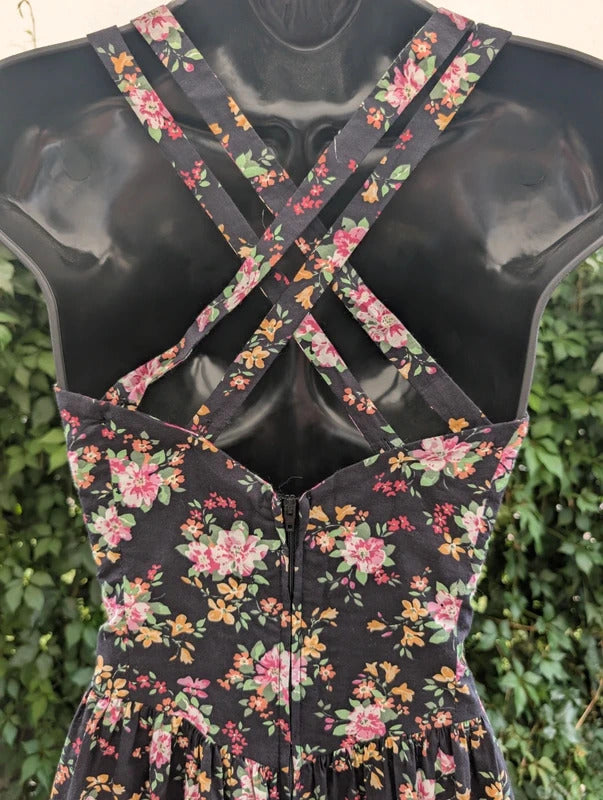 Vintage Laura Ashley Green Label Floral Cotton Dress UK12