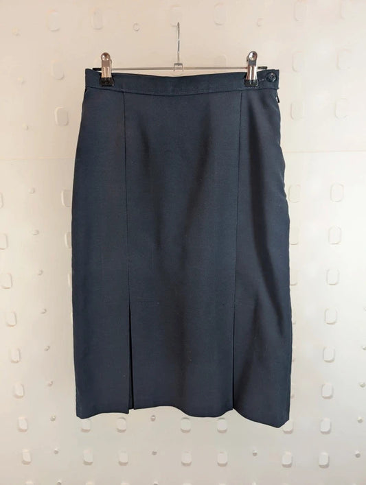 Vintage St Michael Navy Pleated Skirt 25" Waist Made in UK