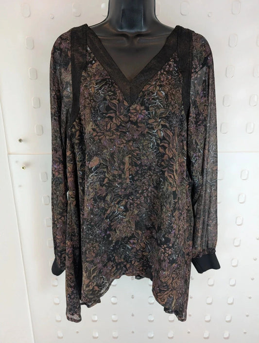 NU Denmark Dark Botanical Longline Top Size S