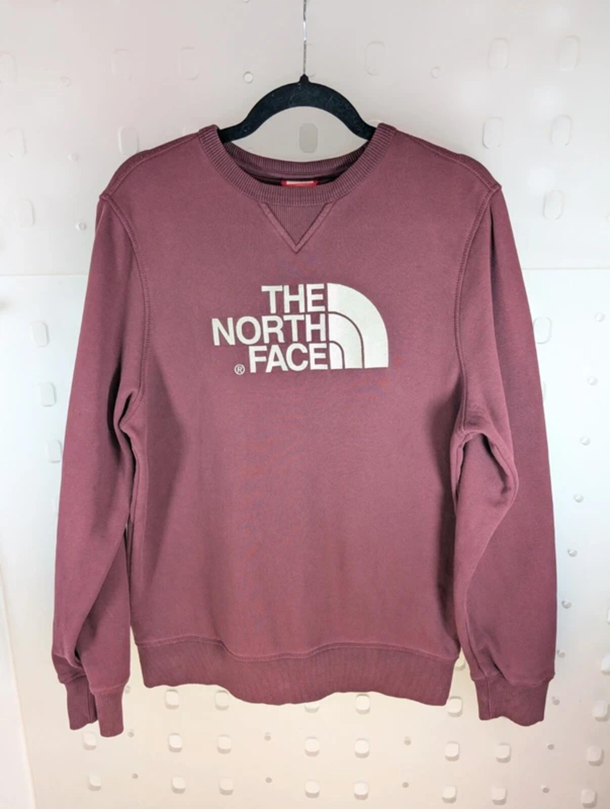 The North Face Burgundy Sweatshirt Mens M Crew Neck Logo Cotton