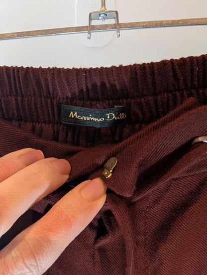 Massimo Dutti Maroon Tailored Joggers Size 34 Elastic Back Waist