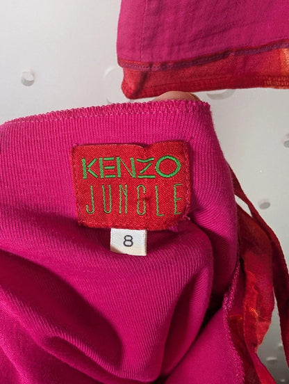 Kenzo Jungle floral skirt and top set – age 8 – pink & orange cotton