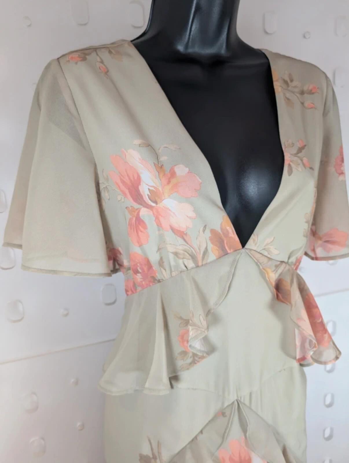 Hope & Ivy Tall Floral Maxi Dress Mint Green Size 12 Long 62"