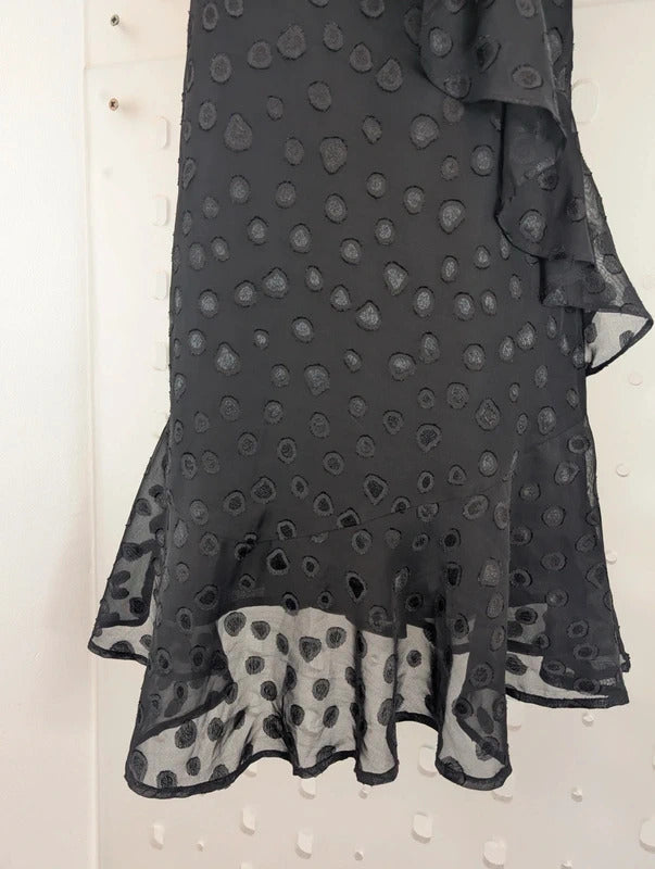Religion Black One Shoulder Ruffle Mini Dress XS UK8