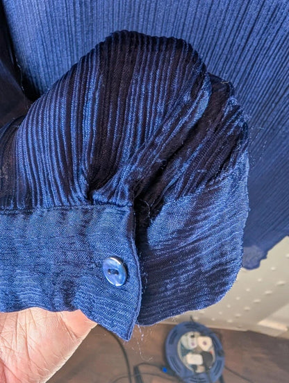 Massimo Dutti Ink Blue Ruffle Front Blouse EU42 UK14