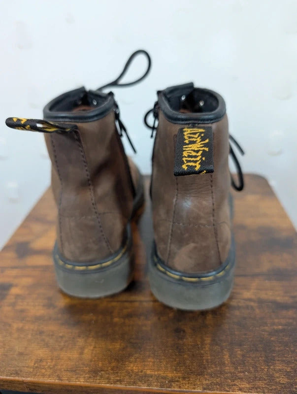 Dr. Martens Kids Brown Leather Lace Up Zip Boots UK13