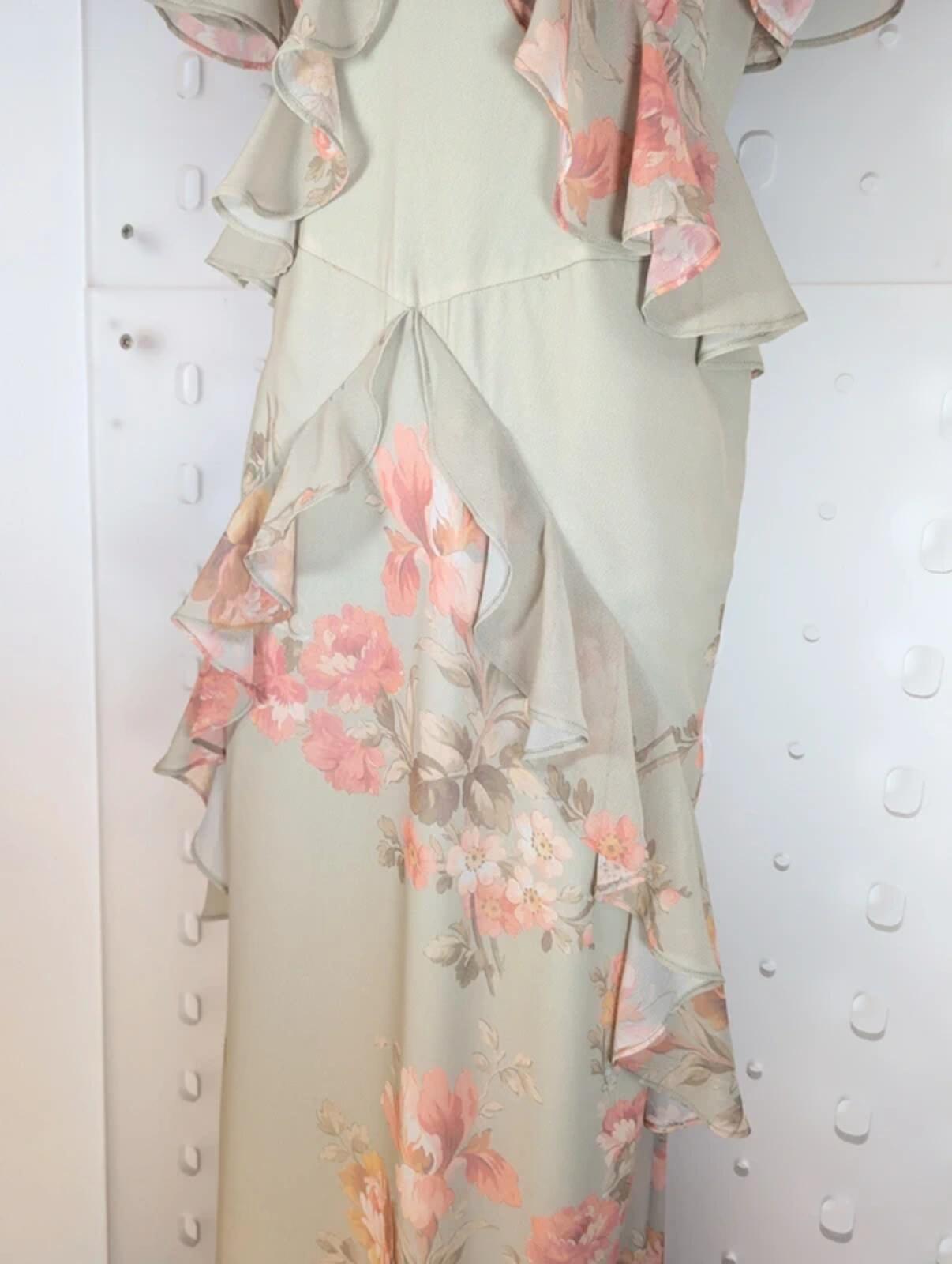 Hope & Ivy Tall Floral Maxi Dress Mint Green Size 12 Long 62"
