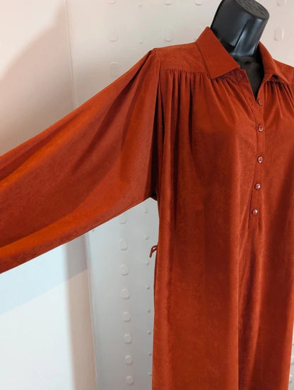 Vintage 1970s/80s Jean Bailly Paris Rust Shirt Dress Made in France