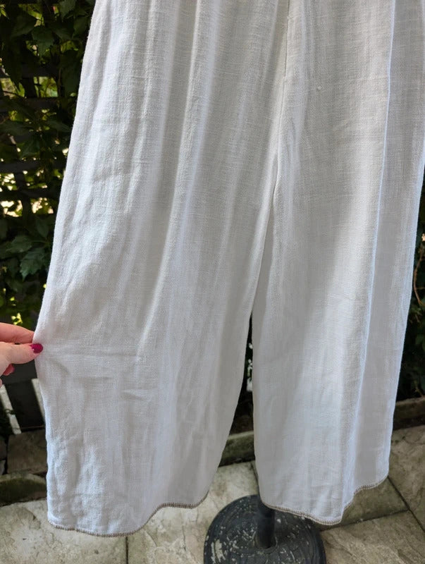 Moon River Linen Cropped Jumpsuit UK8