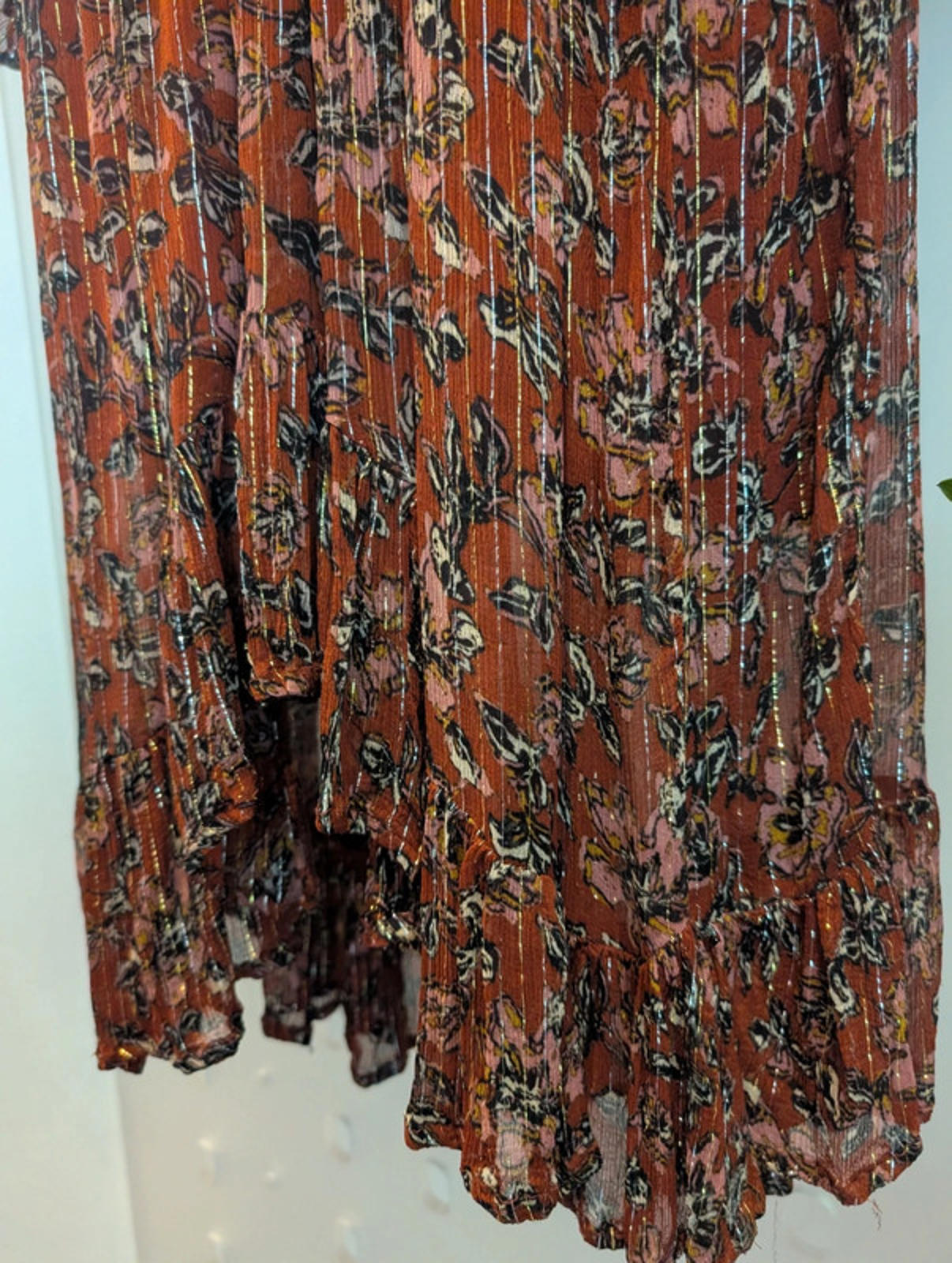 Louizon Boho Midi Dress Metallic Thread Size 2 UK10–12 NWT