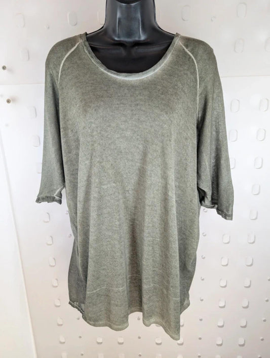Summum Woman oversized linen blend top medium lagenlook boho neutral summer