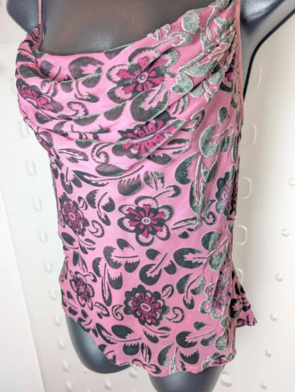 Vintage Laura Ashley Velvet Burnout Cowl Cami – UK 16 – Bias Cut