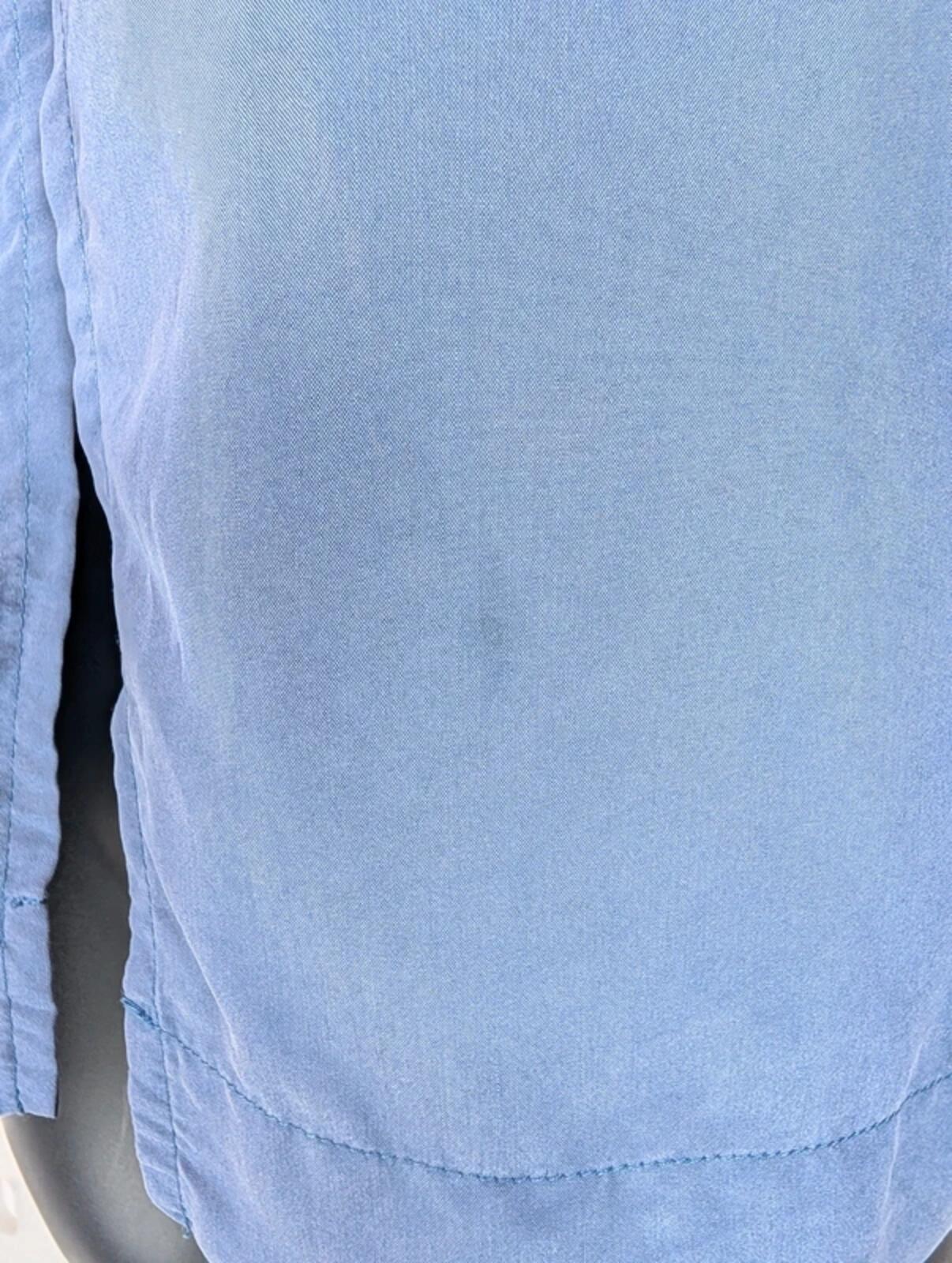 Minimalist Batwing Popper Blouse Blue Grey Lagenlook S/M