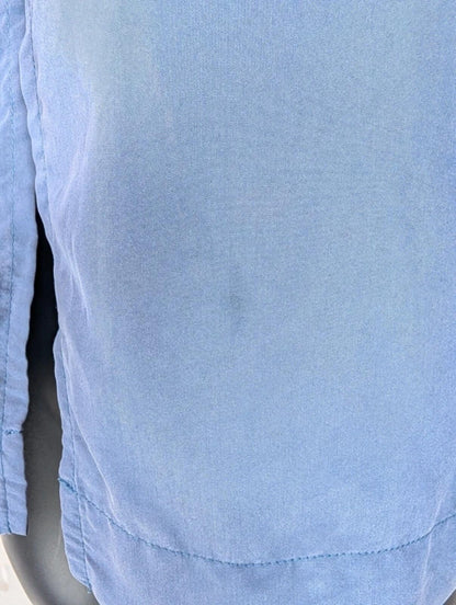 Minimalist Batwing Popper Blouse Blue Grey Lagenlook S/M