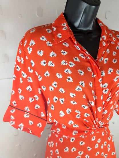 Ganni “Silvery Crepe” knot front skater dress size 38 Medium
