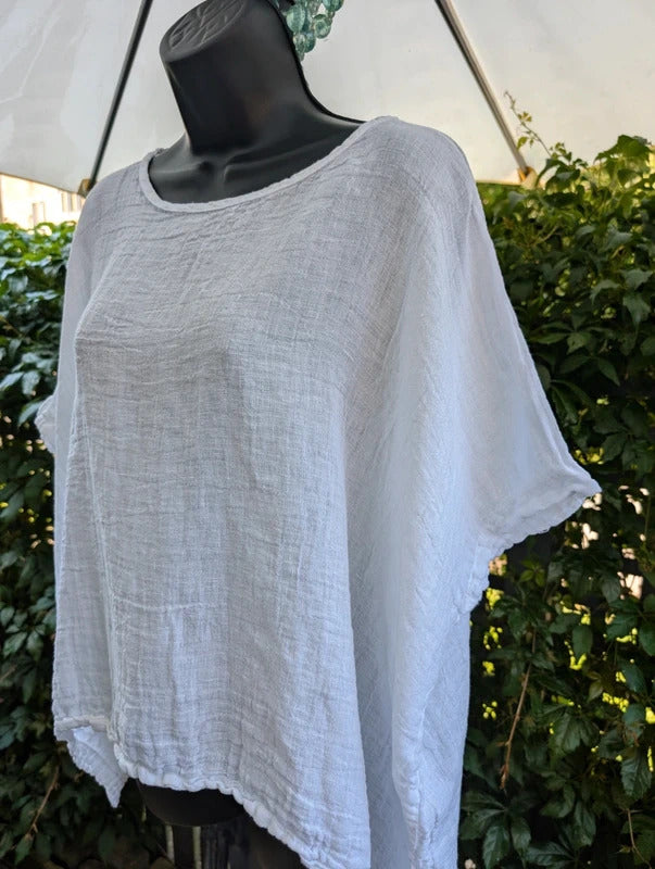Join Clothes Pure Linen Oversized Top White One Size