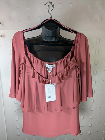 & Other Stories Dusky Pink Floaty Blouse UK 16 RRP87 Feminine Viscose