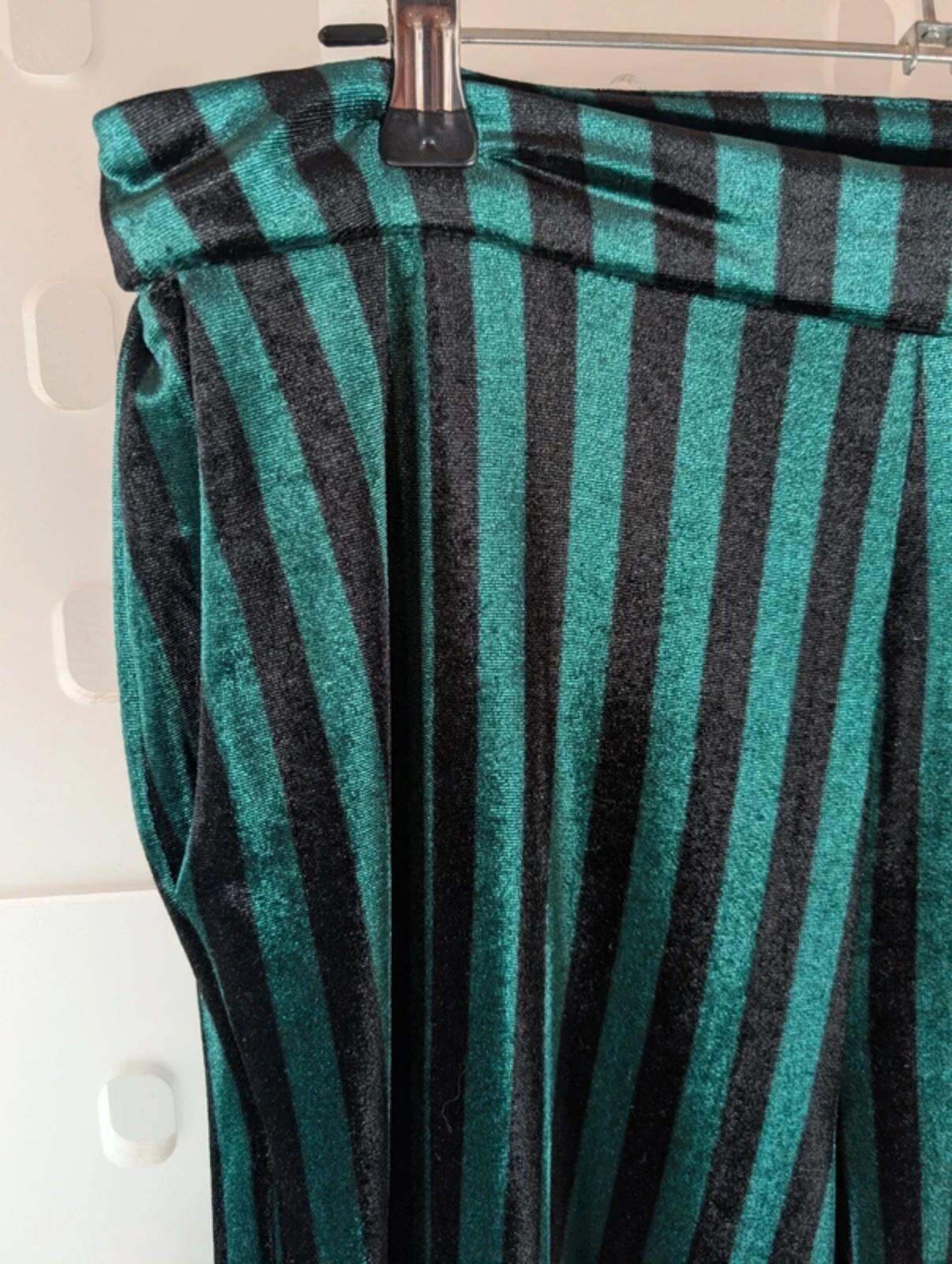Soaked in Luxury velvet striped wide leg trousers medium gothic boho black green