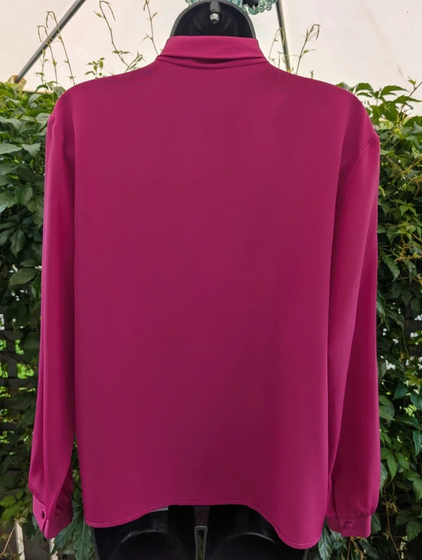 Vintage Foxy Lady Cerise Pink Blouse Made in UK UK14
