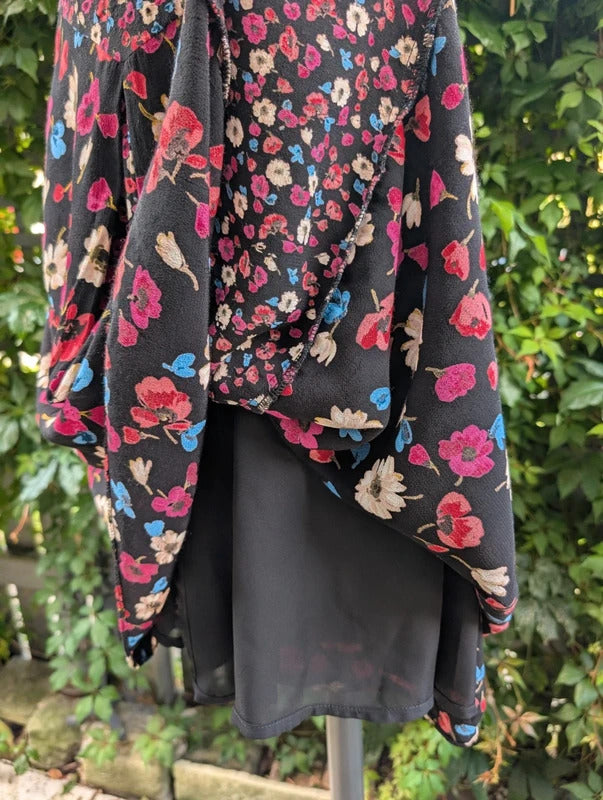 Ossie Clark Floral Tea Dress Keyhole Neckline UK12