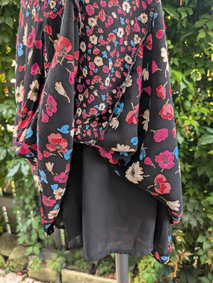 Ossie Clark Floral Tea Dress Keyhole Neckline UK12