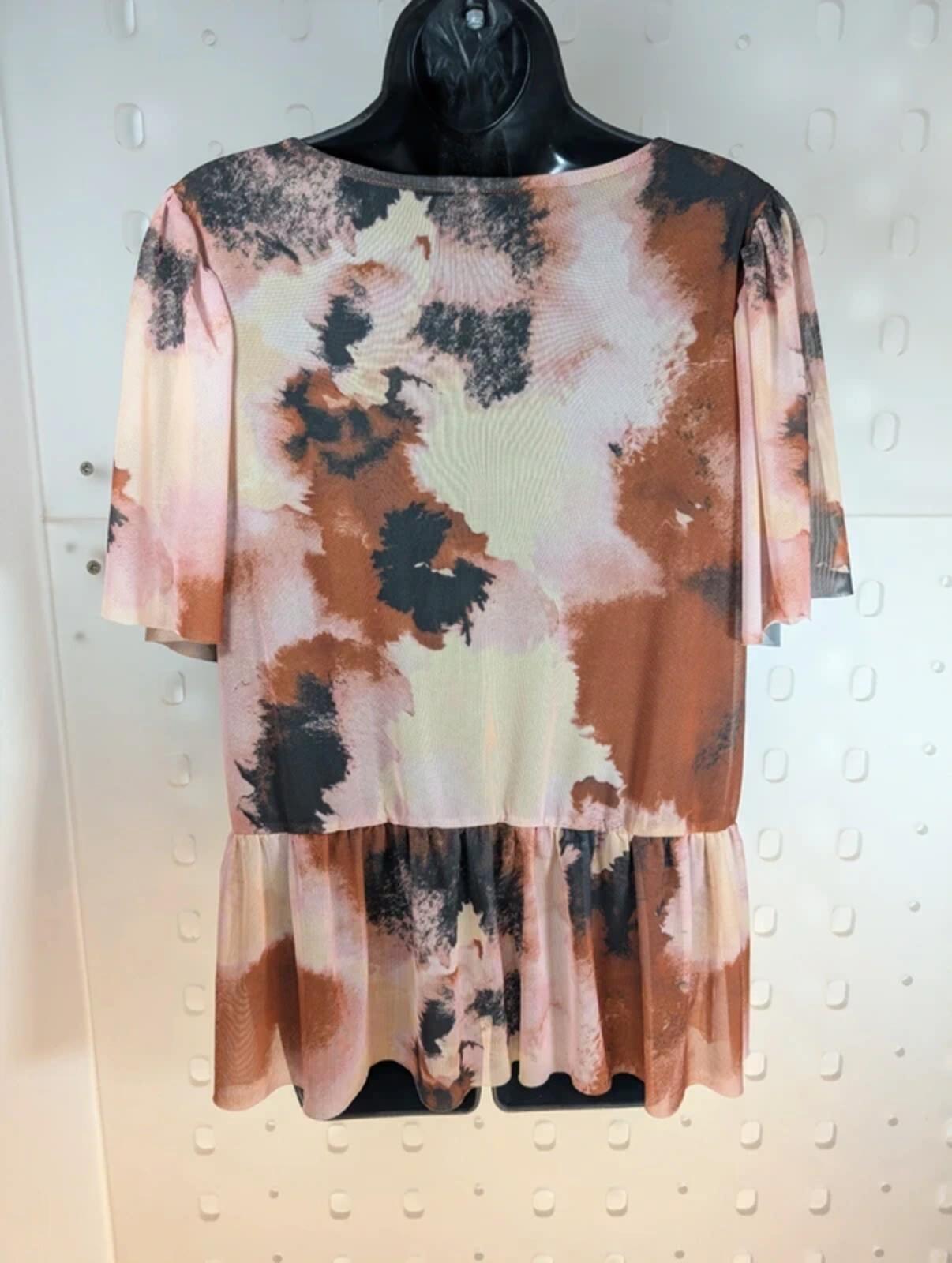 Saint Tropez Cana Mesh Peplum Blouse Print XXL