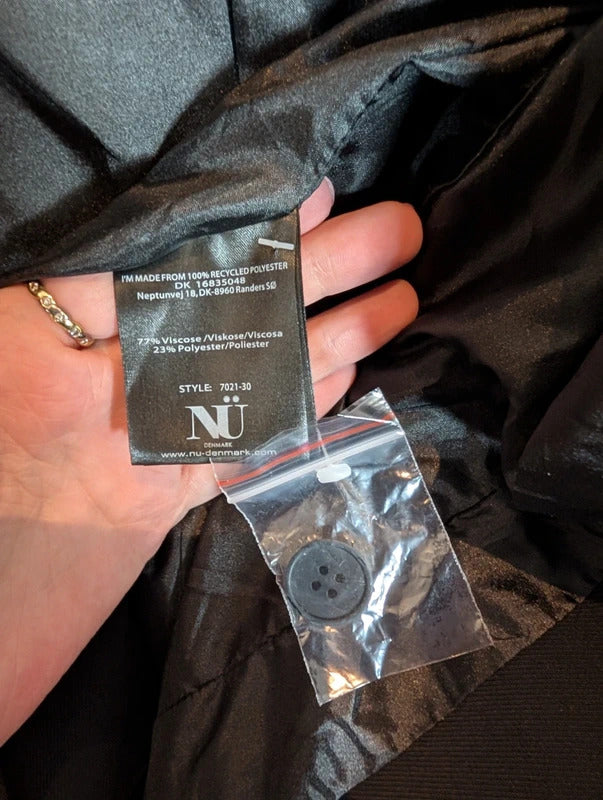 NU Denmark Julia Black Gothic Ruched Blazer Small NWT