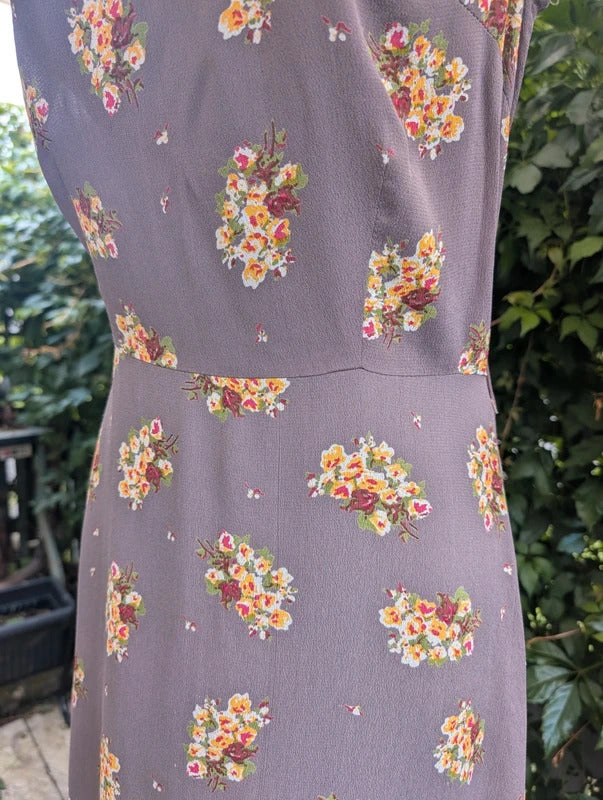Alice Collins Floral Midi Dress Taupe UK10