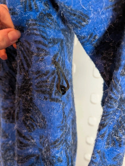 True Vintage 1973 Wool Blend Blue Black Mod Maxi Dress