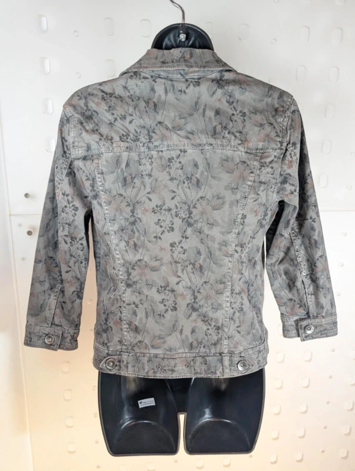 Bonita Floral Denim Jacket Grey Rose Print EU36