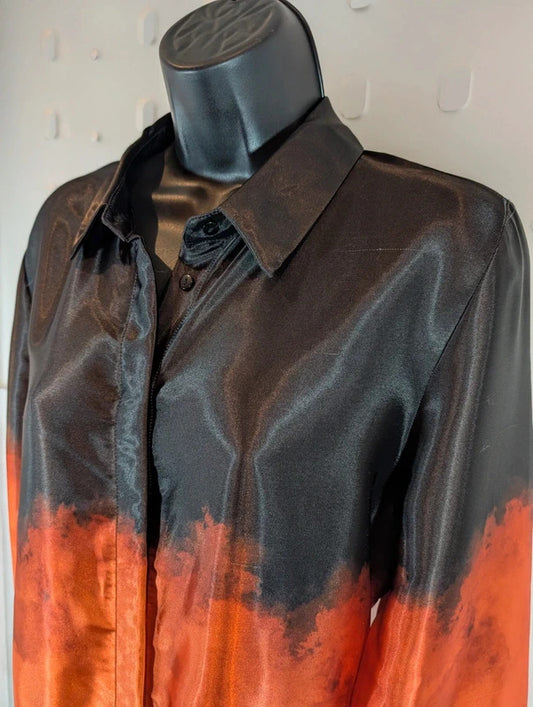 Forever Unique Orange Black Ombré Satin Shirt UK10