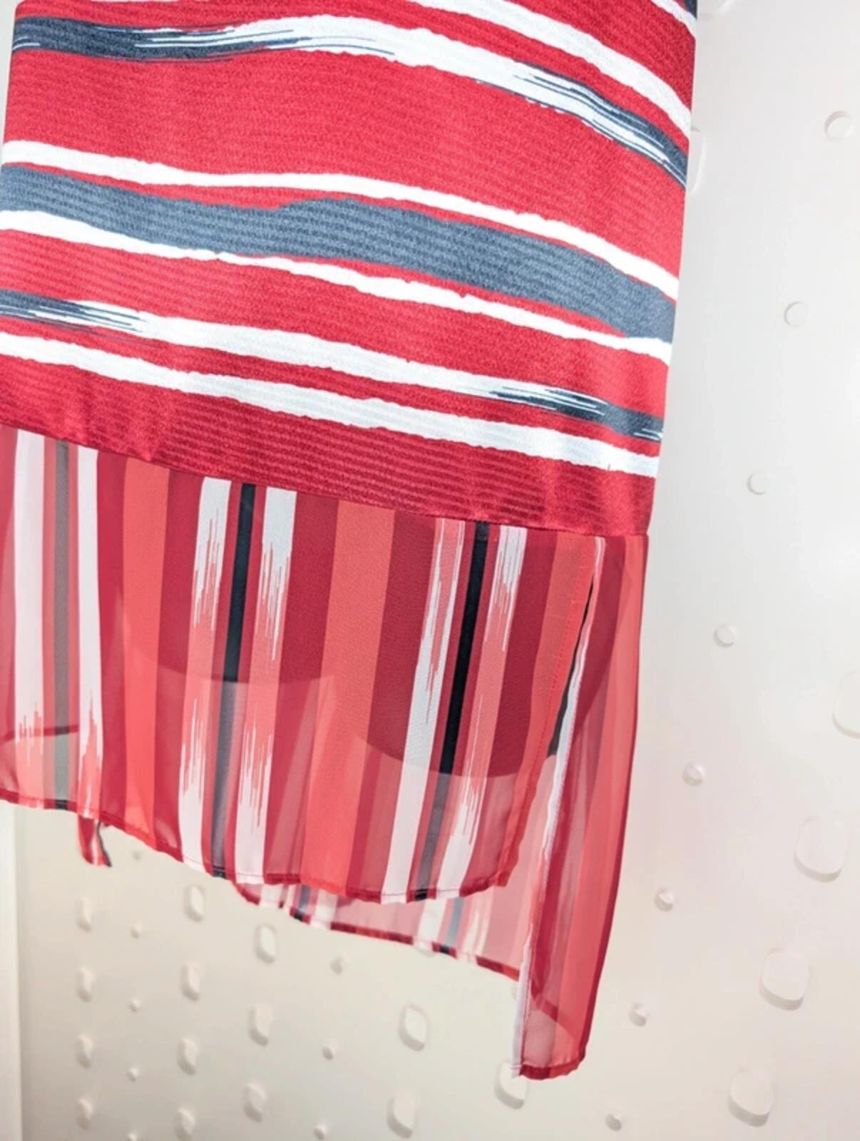 Per Una Striped Longline Tunic Top Red Black White UK14 NWT