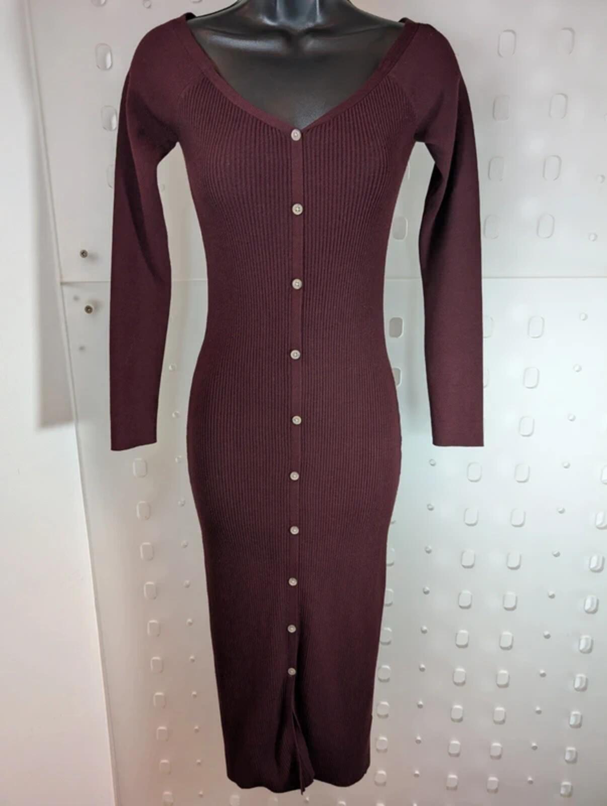 Reiss Ribbed Knit Midi Dress Off Shoulder Black Small