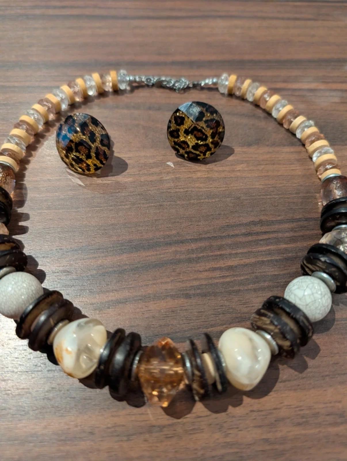 Little Season by Ivy “Leopard Set” Vintage Necklace & Clip-On Earrings