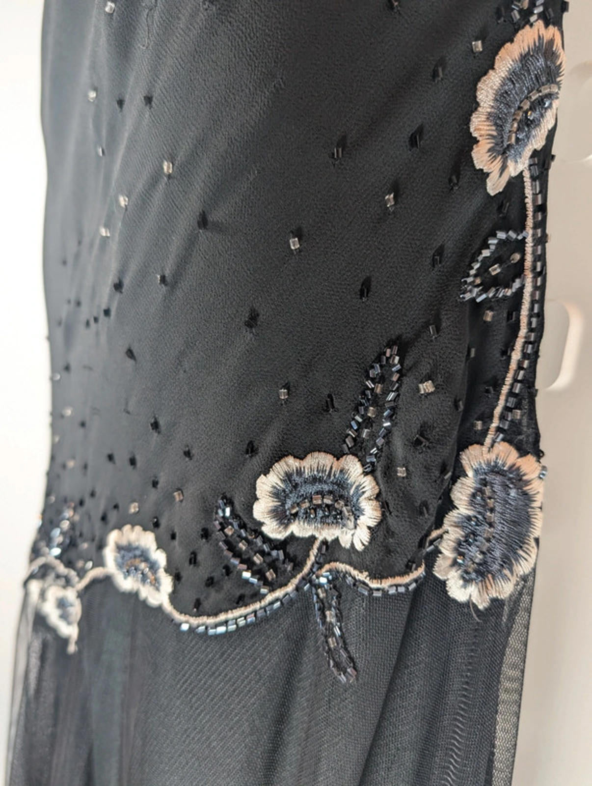 LD Collection Black Beaded Evening Dress – UK 12