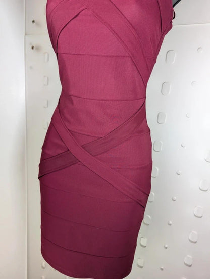 Parisian Bandage Bodycon Dress Burgundy UK10