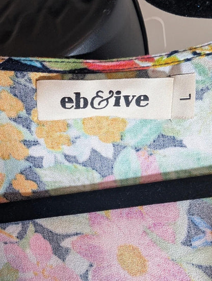 Eb & Ive Tropical Floral Kaftan Top Black Multi Large