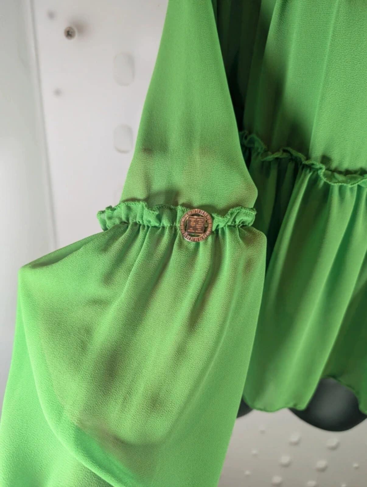 Gil Santucci Layered Blouse Vibrant Green Small