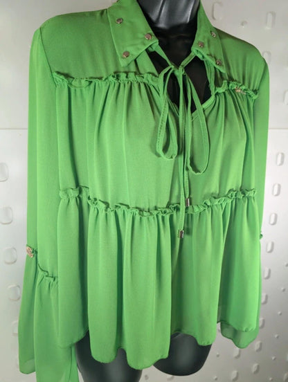Gil Santucci Layered Blouse Vibrant Green Small