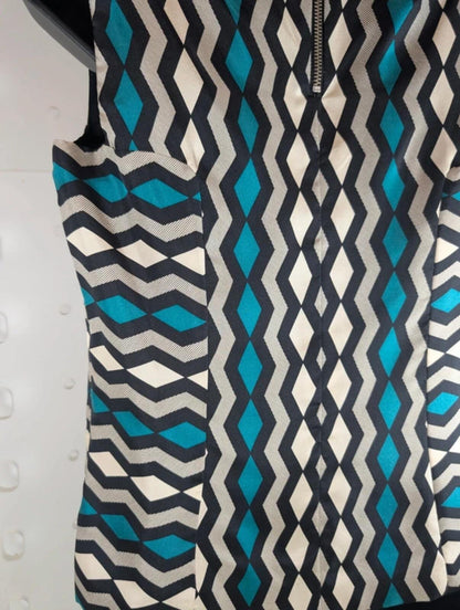 Milly New York Silk Geometric Print Top Made In USA UK8